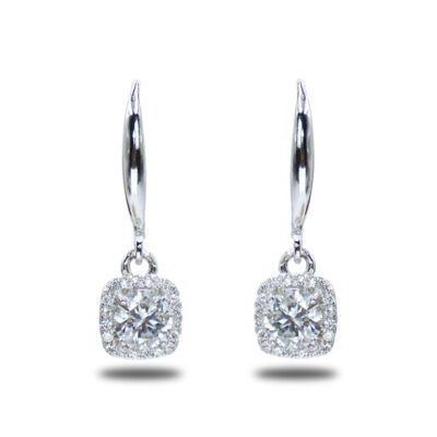 Urisma LumenDrop Moissanite Earrings - Front View of Whole Earrings