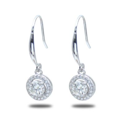 Urisma HaloGleam Moissanite Earrings - Side View of Whole Earrings