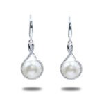 Urisma Serene Arc Pearl Drop Earrings - Front View of Whole Earrings
