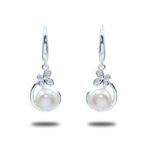 Urisma Blossom Pearl Drop Earrings - Front View of Whole Earrings