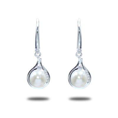 Urisma Dewlight Pearl Drop Earrings - Front View of Whole Earrings