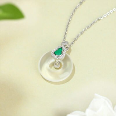 Urisma Twin Agate Harmony Necklace - on Green Background for Showing