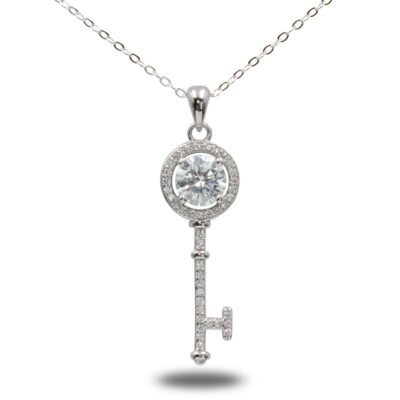 Urisma "Key to Brilliance" Moissanite Necklace - Vertical View of Whole Necklace