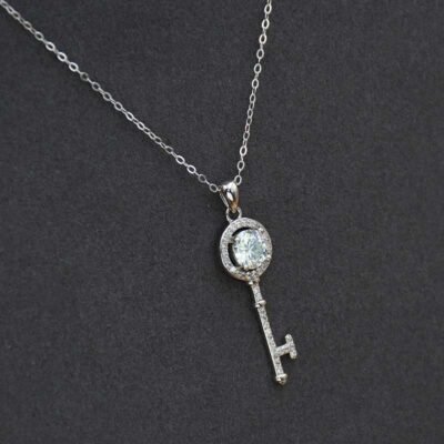 Urisma "Key to Brilliance" Moissanite Necklace - Side View Showing Detail