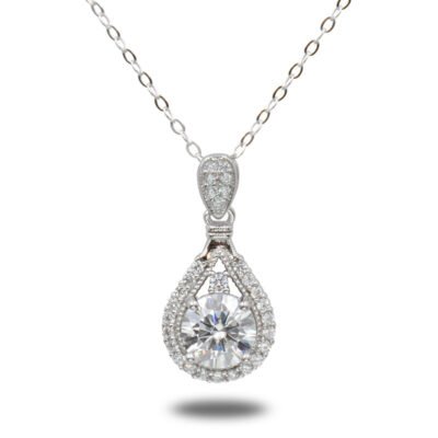 Urisma "Tear of Radiance" Moissanite Necklace - Vertical View of Whole Necklace