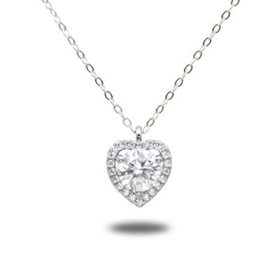 Urisma "Lumine Heart" Moissanite Necklace - Vertical View of Whole Necklace