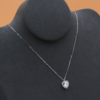 Urisma "Lumine Heart" Moissanite Necklace - Side View Showing Detail