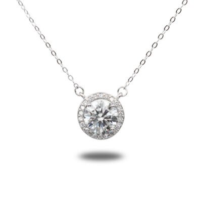 Urisma "Aurora Circle" Moissanite Necklace - Vertical View of Whole Necklace