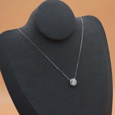 Urisma "Aurora Circle" Moissanite Necklace - Side View Showing Detail