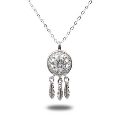 Urisma "Dreamlight Charm" Moissanite Necklace - Vertical View of Whole Ring