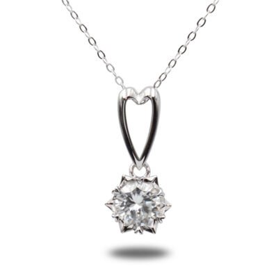 Urisma "Sunlit Heart" Moissanite Necklace - Vertical View of Whole Necklace
