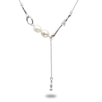 Urisma "Whisper Flow" Pearl Drop Necklace - Vertical View of Whole Necklace