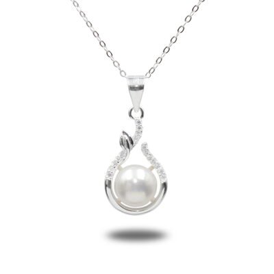 Urisma "Pearl Bloom" Nature-Inspired Necklac - Vertical View of Whole Necklace