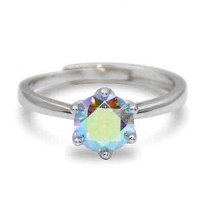 Urisma Aurora Crown Ring - Moissanite in S925 Silver(Front View)