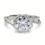 Urisma Fleur Radiant Ring - Moissanite in S925 Silver(Front View)