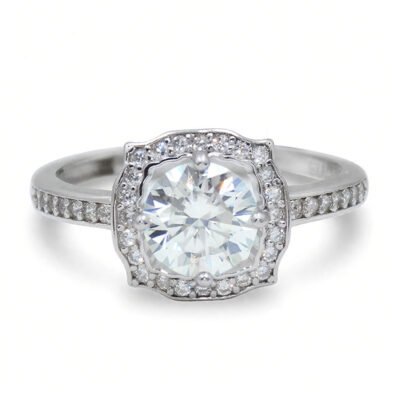 Urisma Crown Petal Ring - Moissanite in S925 Silver(Front View)