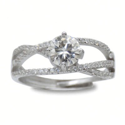 Urisma Celestine Splendor Ring - Moissanite in S925 Silver(Front View)