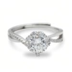 Urisma Crystal Bloom Moissanite Ring - Front View of Moissanite in S925 Silver