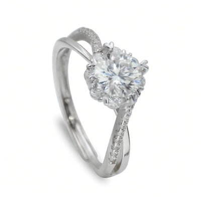 Urisma Crystal Bloom Moissanite Ring - Side View Showing Band Detail
