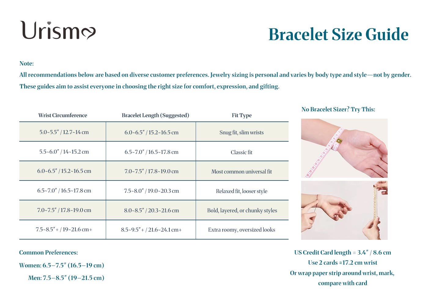 Bracelet Size Guide for PC