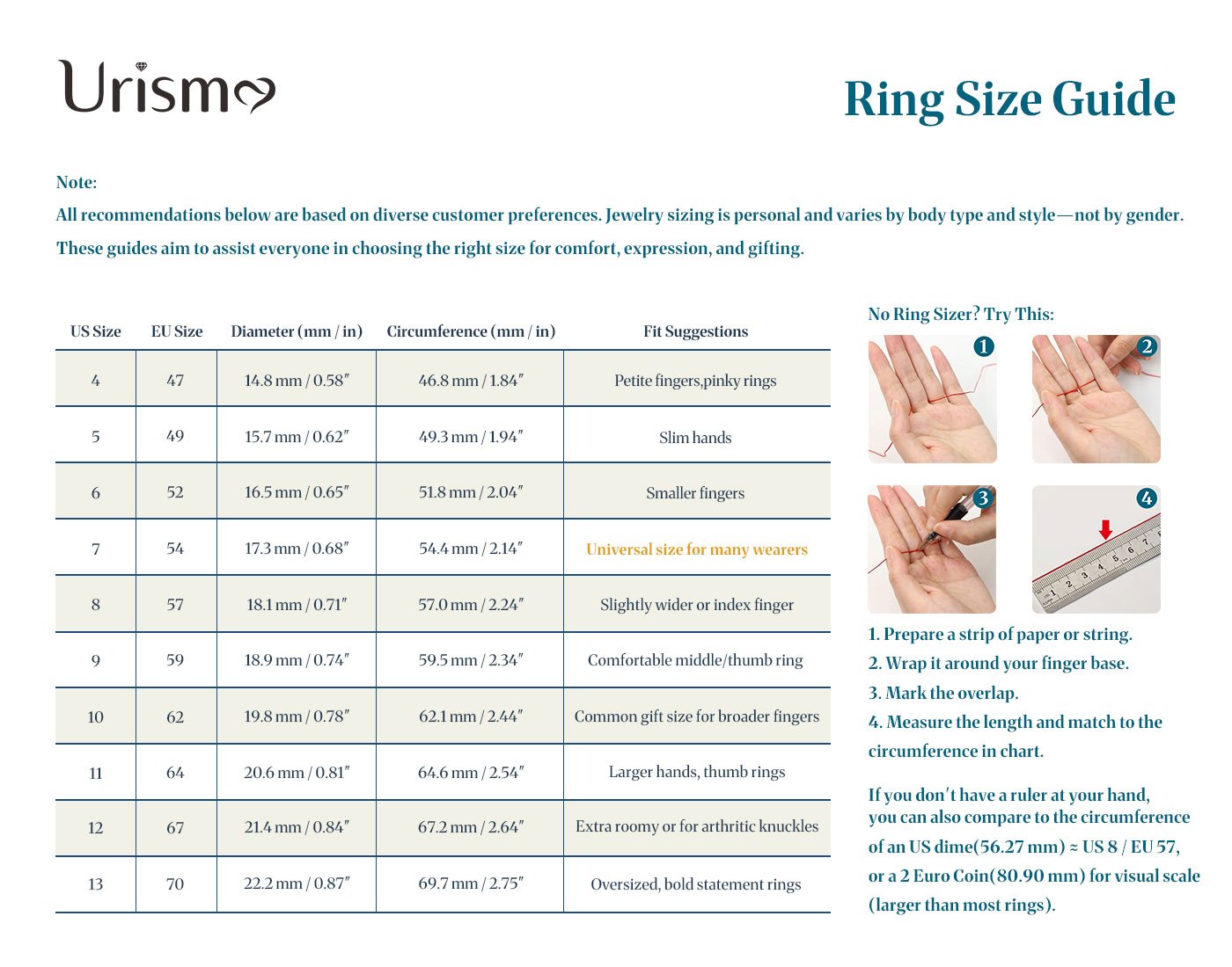 Ring Size Guide for PC